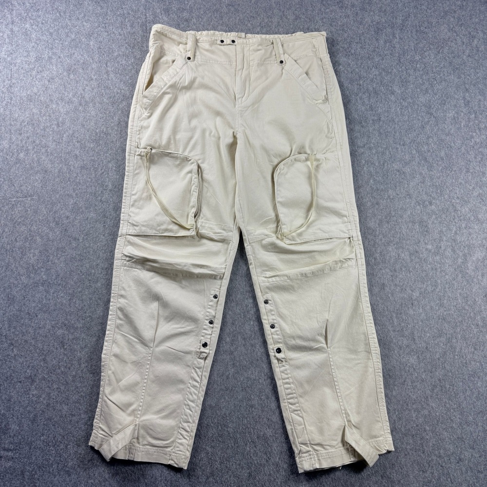 We The Free Women's Pants Large (36x30) Slouch Pants Cargo Beige Utility Y2K
